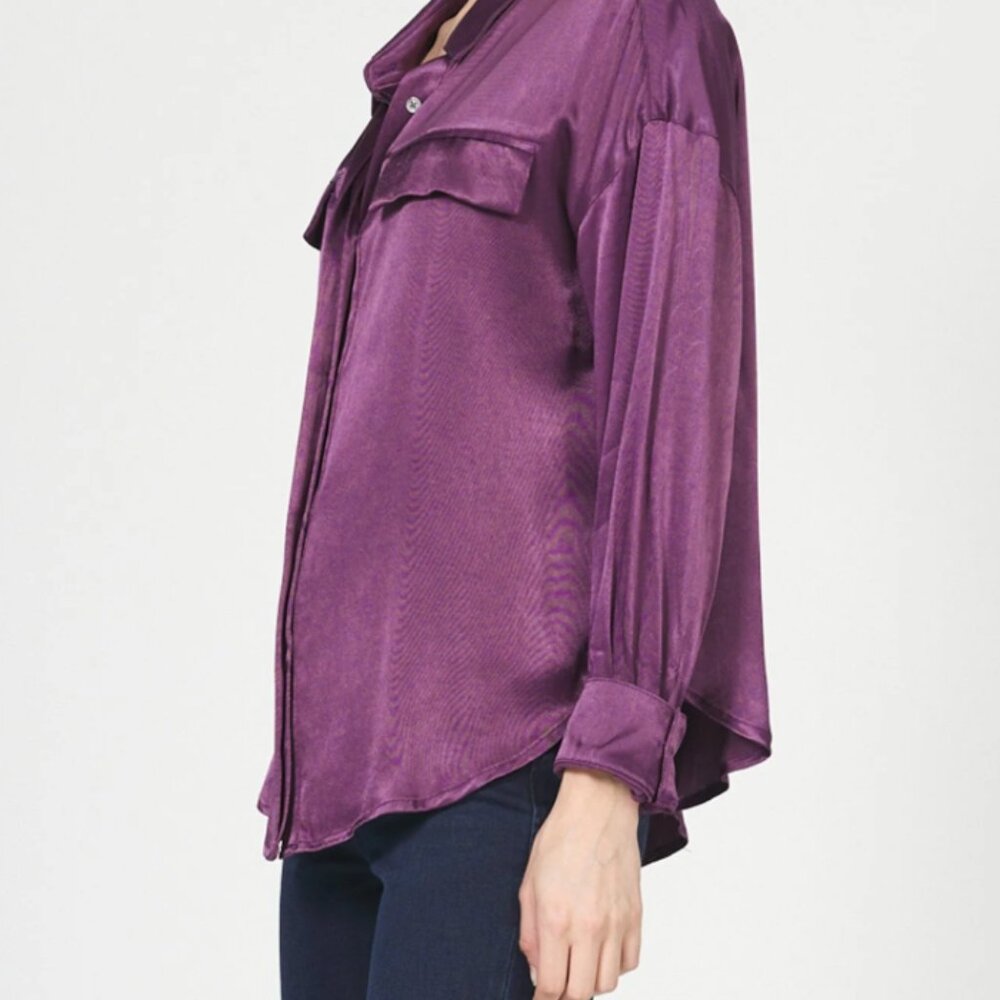 NWT Dear John  Silky Satin Adrianna  Long Sleeve OVERSIZED XS ( Fits a XS -M) - Picture 2 of 7